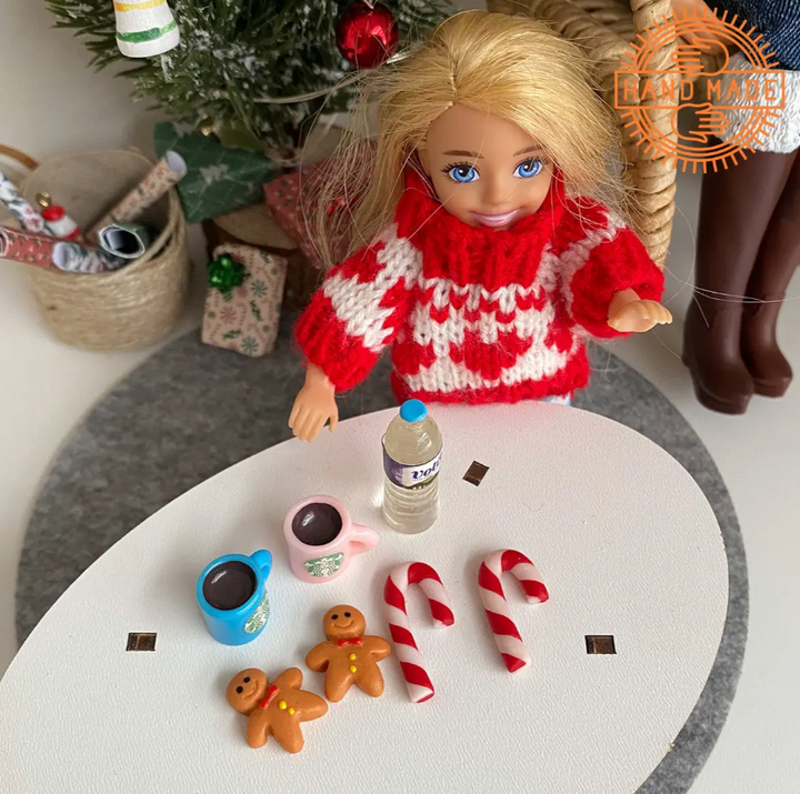 Puppen-Weihnachtsset 7-teilig Handarbeit