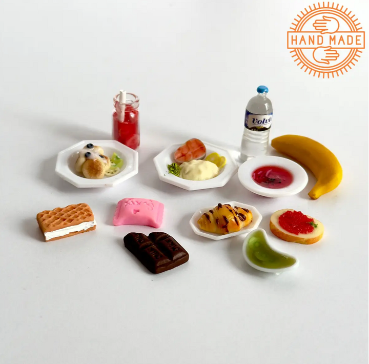 Puppen-Essen-Set Mittagessen Nr. 2 Handgefertigt 12-teilig