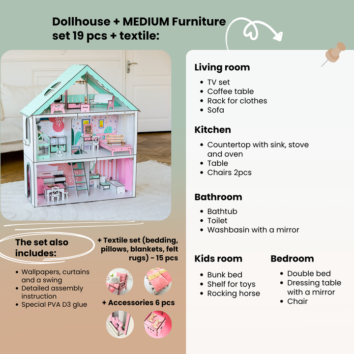 Holzpuppenhaus Fantasy Maßstab 1:6 NestWood mint
