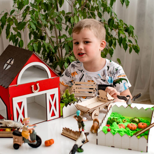 Kinderspielset Bauernhof Maßstab 1:12 NestWood Maxi