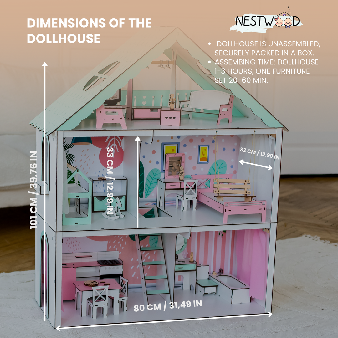 Holzpuppenhaus Fantasy Maßstab 1:6 NestWood mint