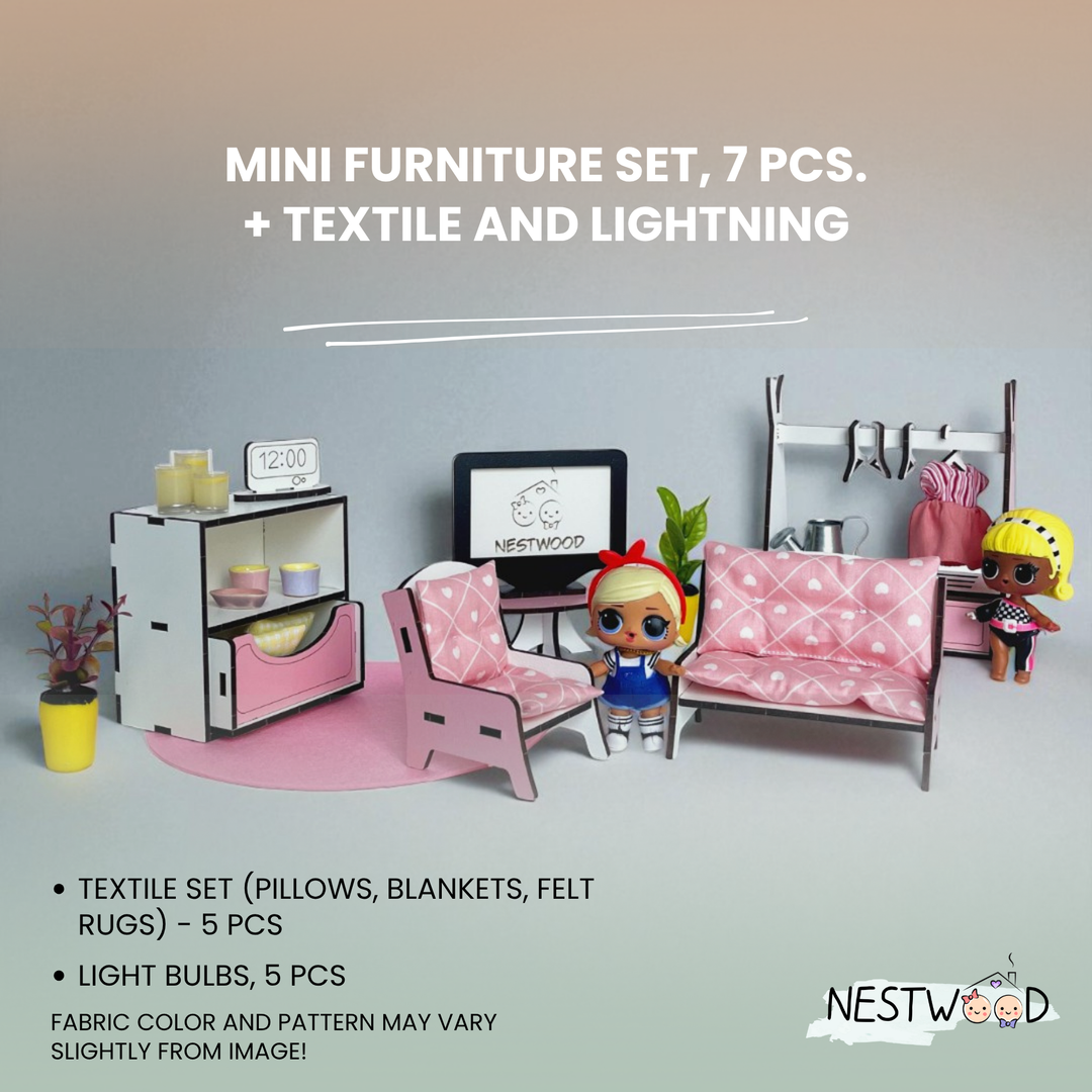 Puppenhaus aus Holz Smart House mit Aufzug Maßstab 1:12 NestWood Pink