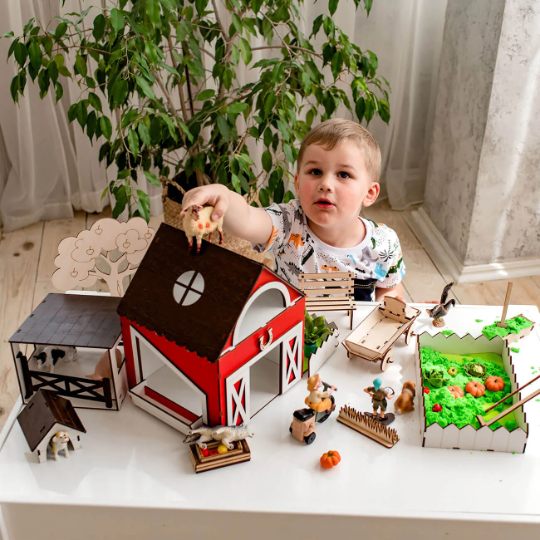 Kinderspielset Bauernhof Maßstab 1:12 NestWood Maxi