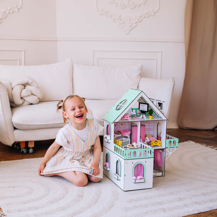 Puppenhaus aus Holz, Mini-Häuschen, Maßstab 1:12, NestWood Mint