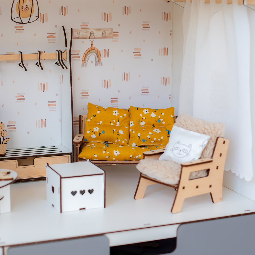 Puppenhaus aus Holz Lux Light Maßstab 1:6 NestWood Eco
