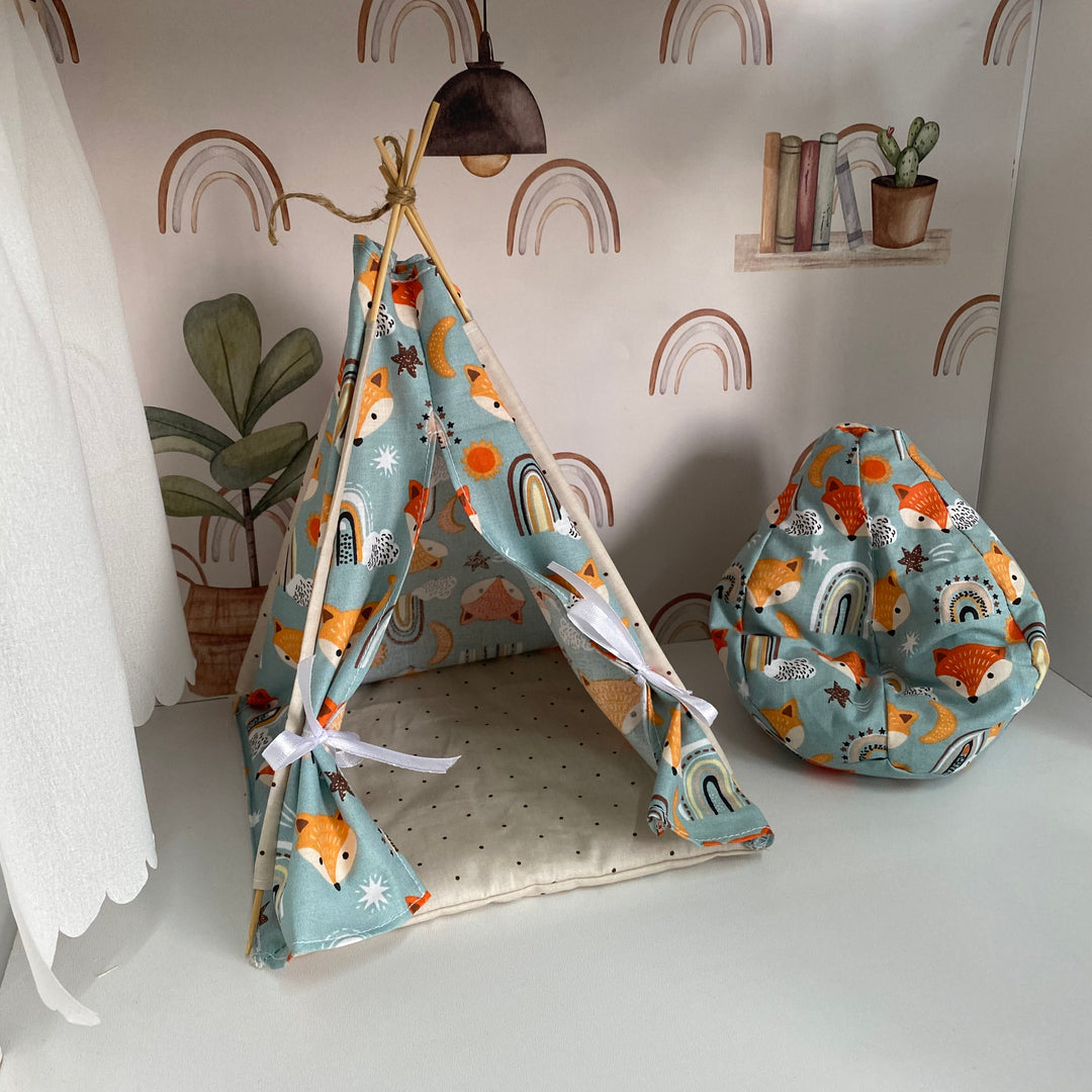 Puppen-Wigwam blau NestHolz für Puppen