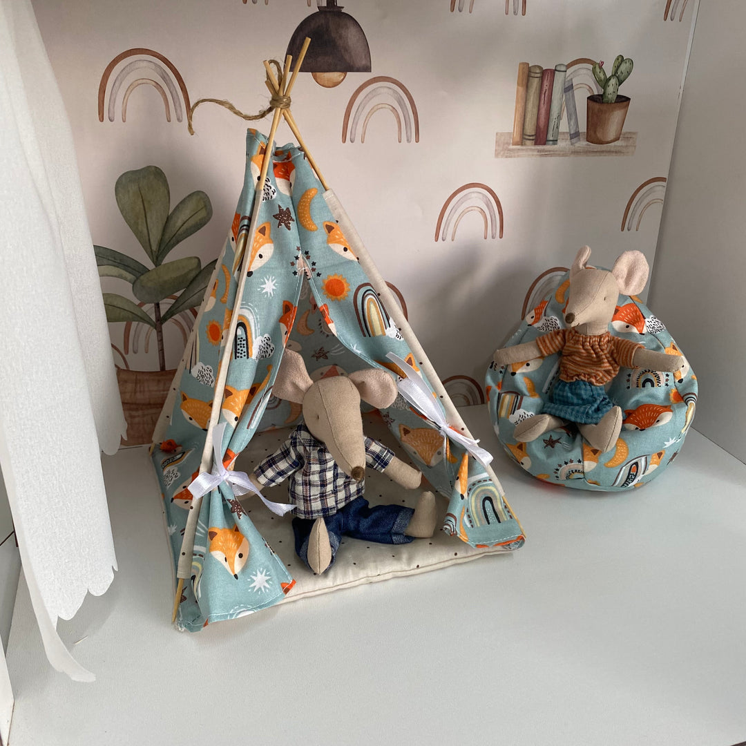 Puppen-Wigwam blau NestHolz für Puppen