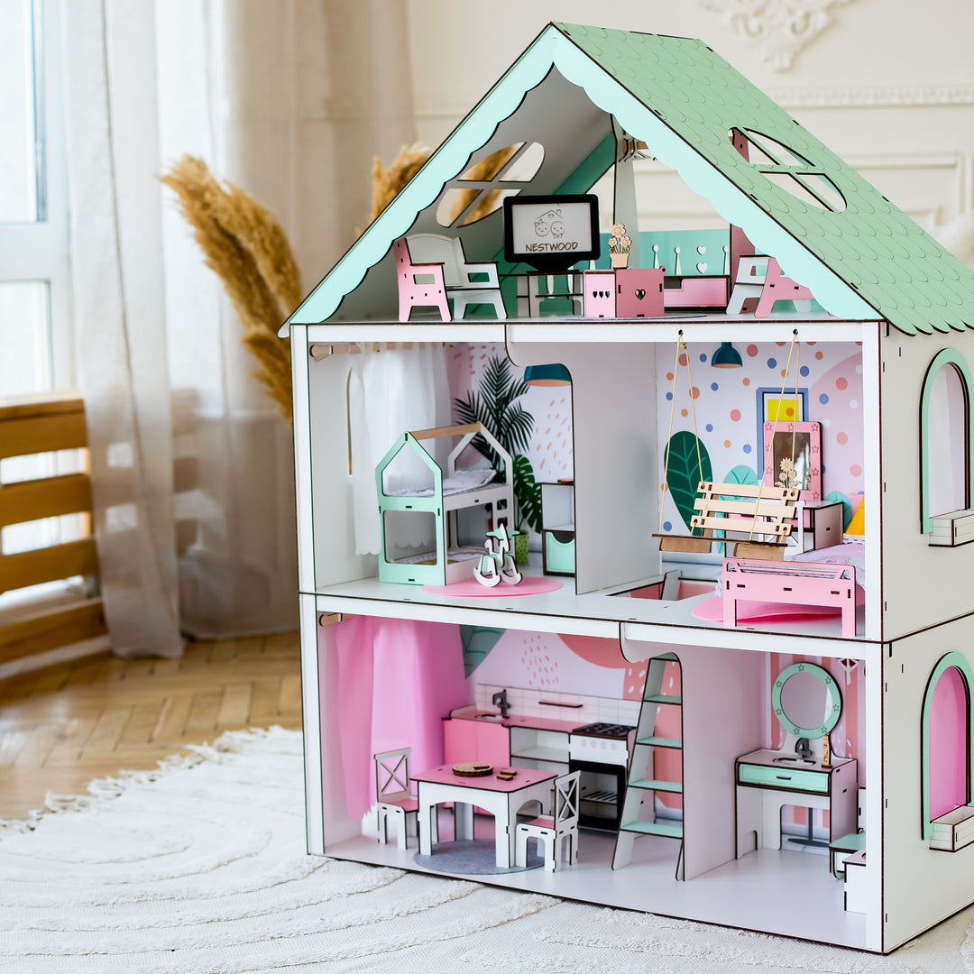 Holzpuppenhaus Fantasy Maßstab 1:6 NestWood mint