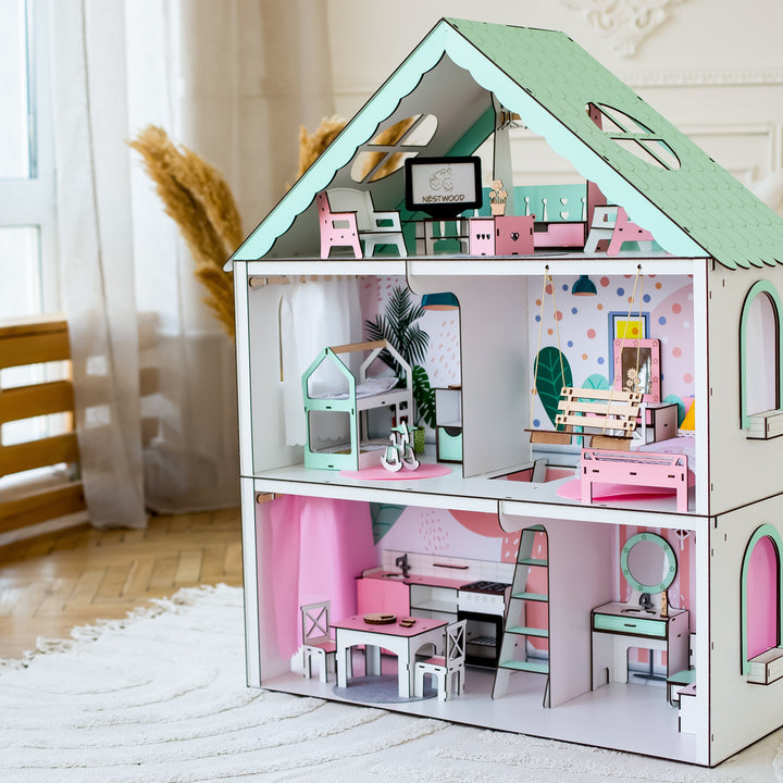 Holzpuppenhaus Fantasy Maßstab 1:6 NestWood mint