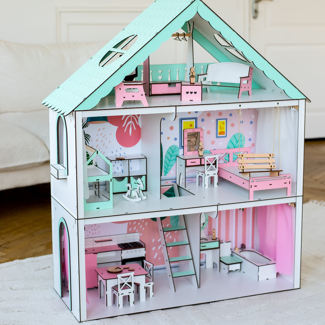 Holzpuppenhaus Fantasy Maßstab 1:6 NestWood mint