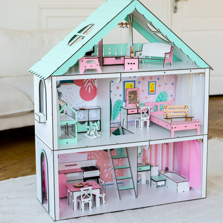 Holzpuppenhaus Fantasy Maßstab 1:6 NestWood mint