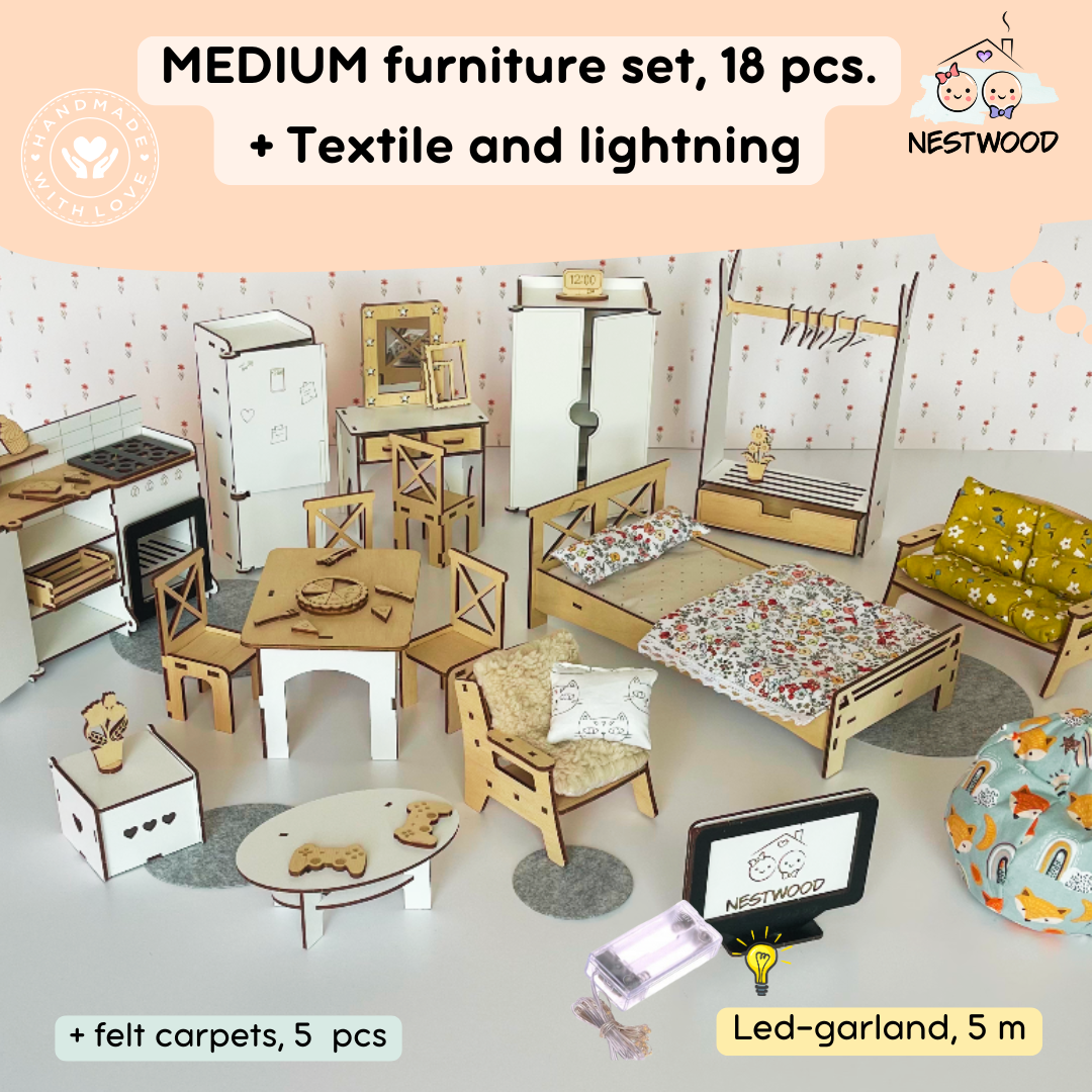 Puppenhaus Dream aus Holz mit Organizer im Maßstab 1:6 NestWood Eco