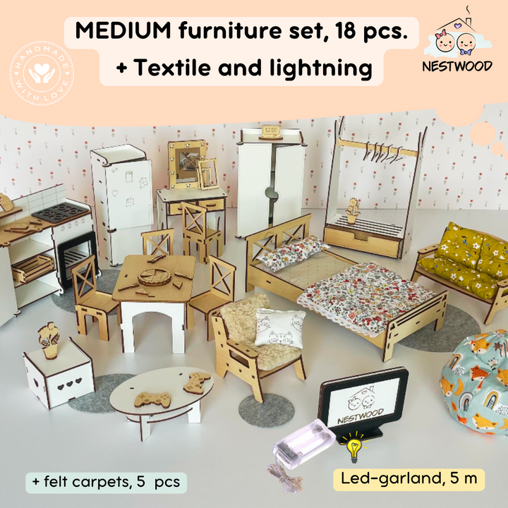 Puppenhaus Dream aus Holz mit Organizer im Maßstab 1:6 NestWood Eco