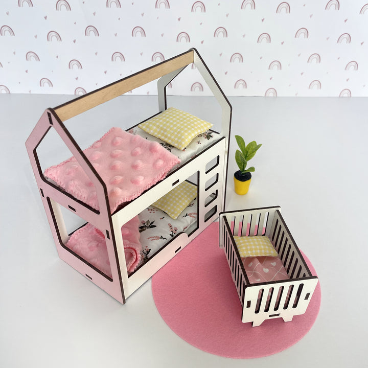 Puppenmöbel aus Holz Kinderzimmer Maßstab 1:6 NestWood Pink