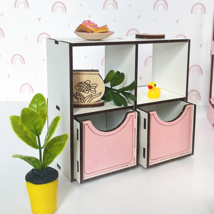 Puppenmöbel aus Holz Kinderzimmer Maßstab 1:6 NestWood Pink