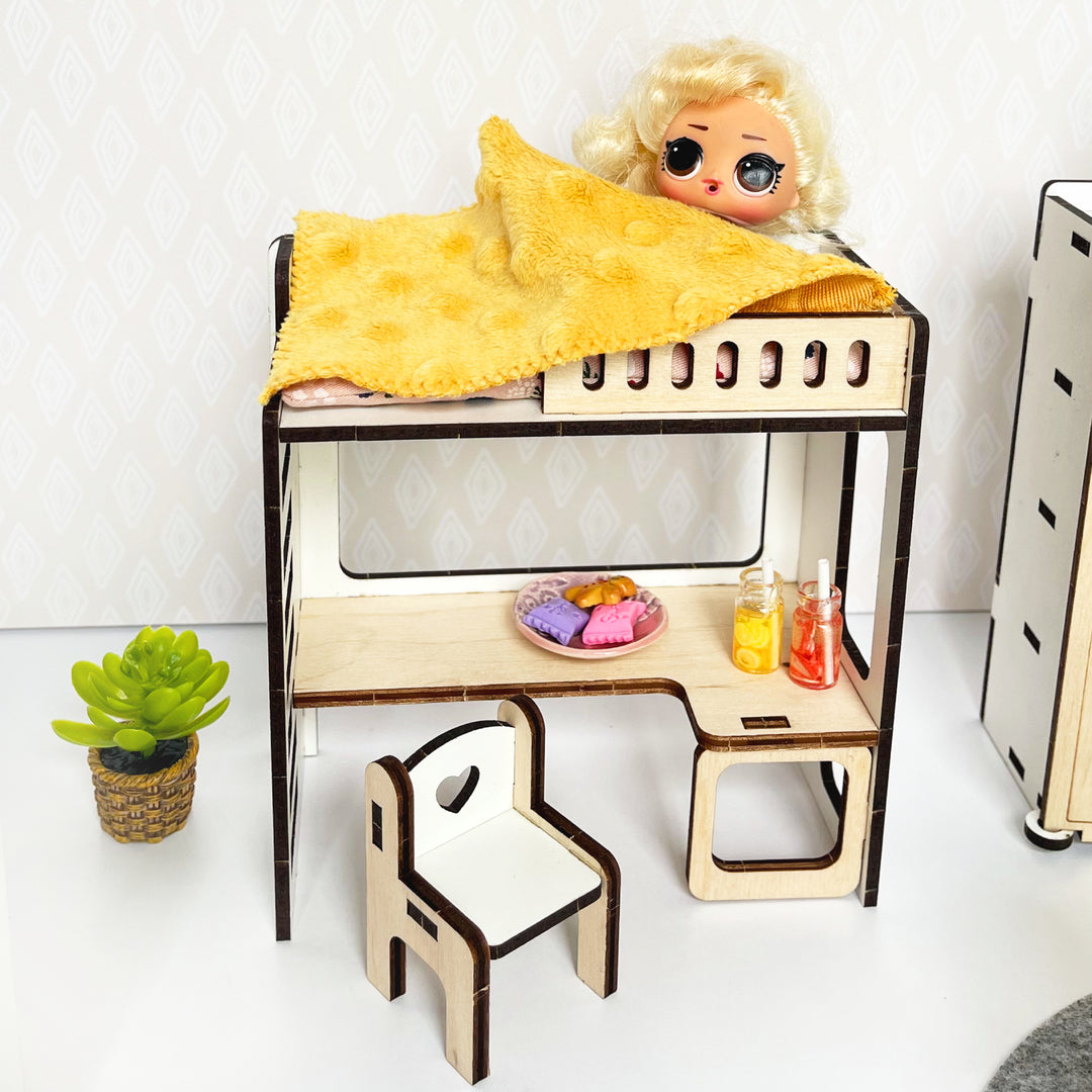 Kinderzimmermöbel-Set aus Holz im Maßstab 1:12 NestWood Eco