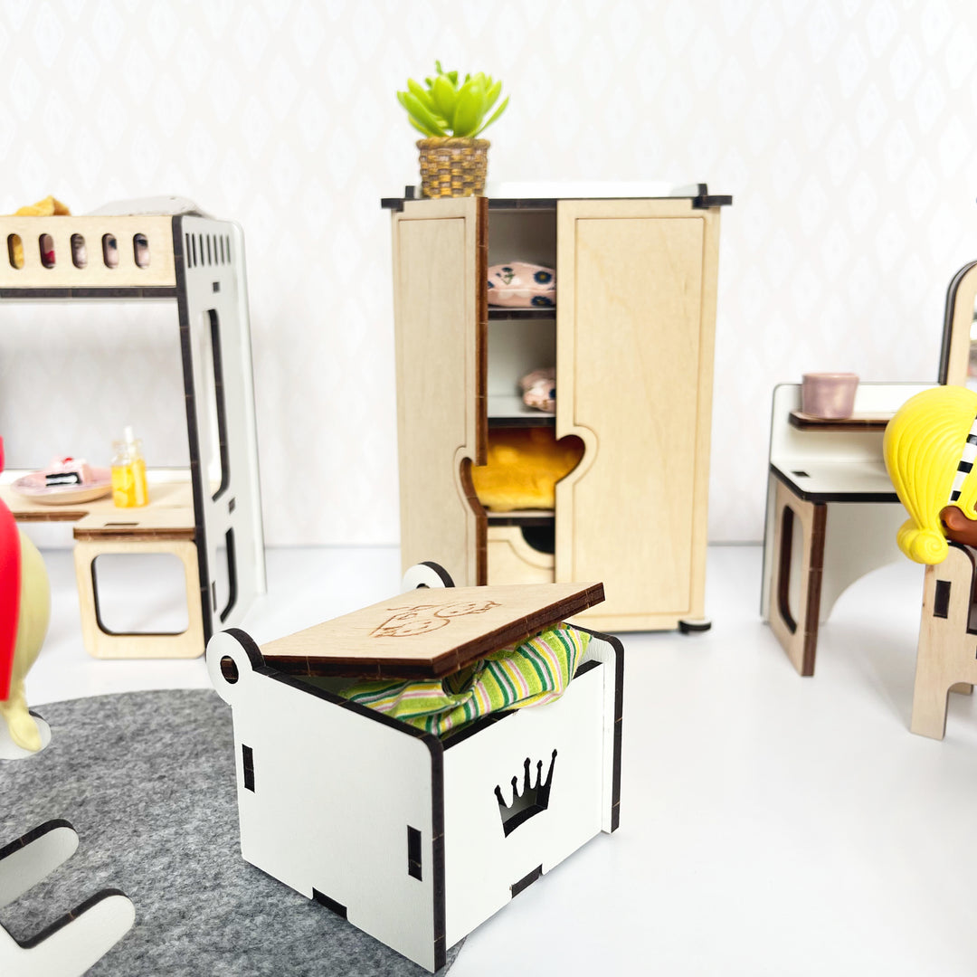 Kinderzimmermöbel-Set aus Holz im Maßstab 1:12 NestWood Eco