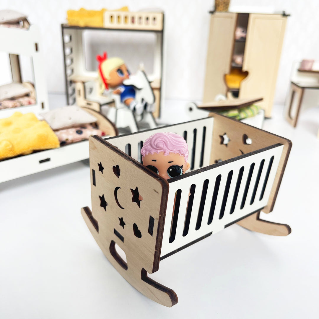 Kinderzimmermöbel-Set aus Holz im Maßstab 1:12 NestWood Eco