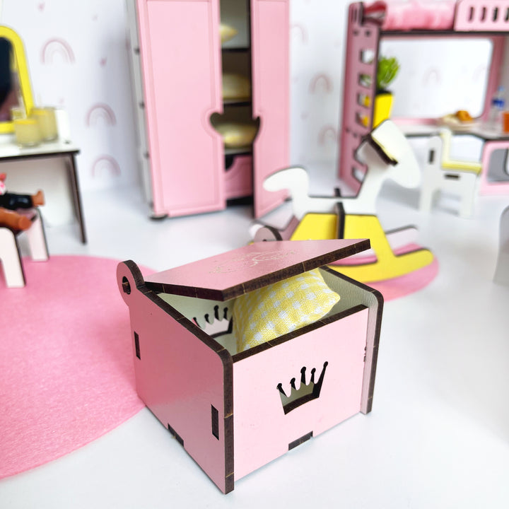 Kinderzimmermöbel-Set aus Holz im Maßstab 1:12 NestWood Pink