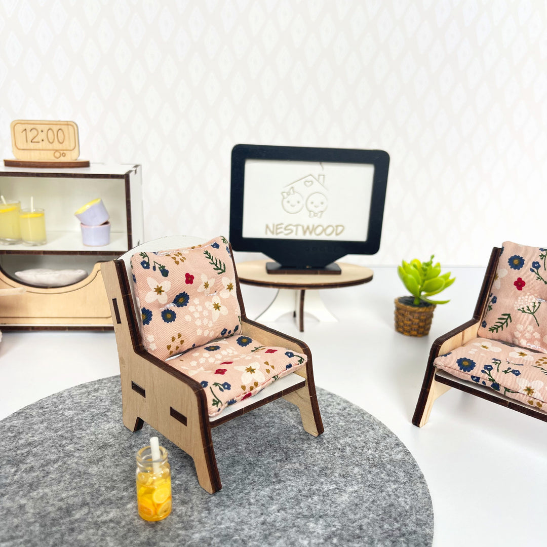 Wohnzimmermöbel-Set aus Holz im Maßstab 1:12 NestWood Eco