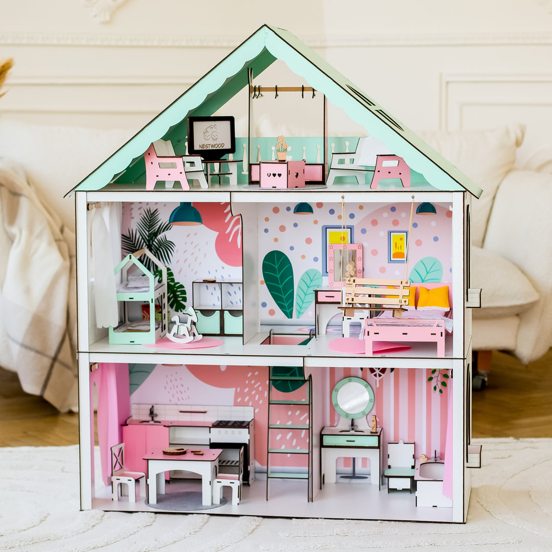 Holzpuppenhaus Fantasy Maßstab 1:6 NestWood mint