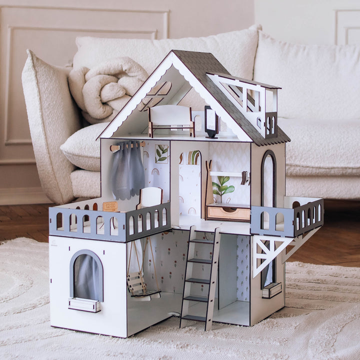 Puppenhaus aus Holz, Mini-Häuschen, Maßstab 1:12, NestWood Eco