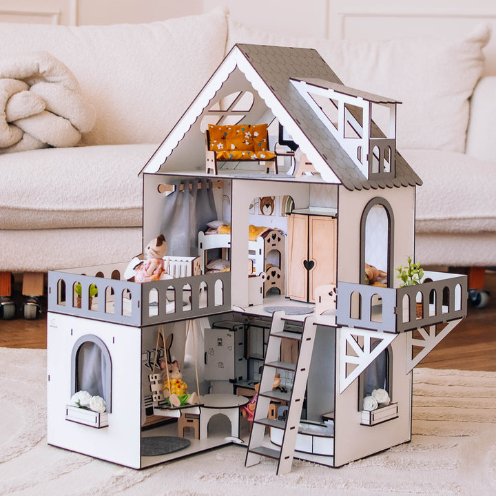 Puppenhaus aus Holz, Mini-Häuschen, Maßstab 1:12, NestWood Eco