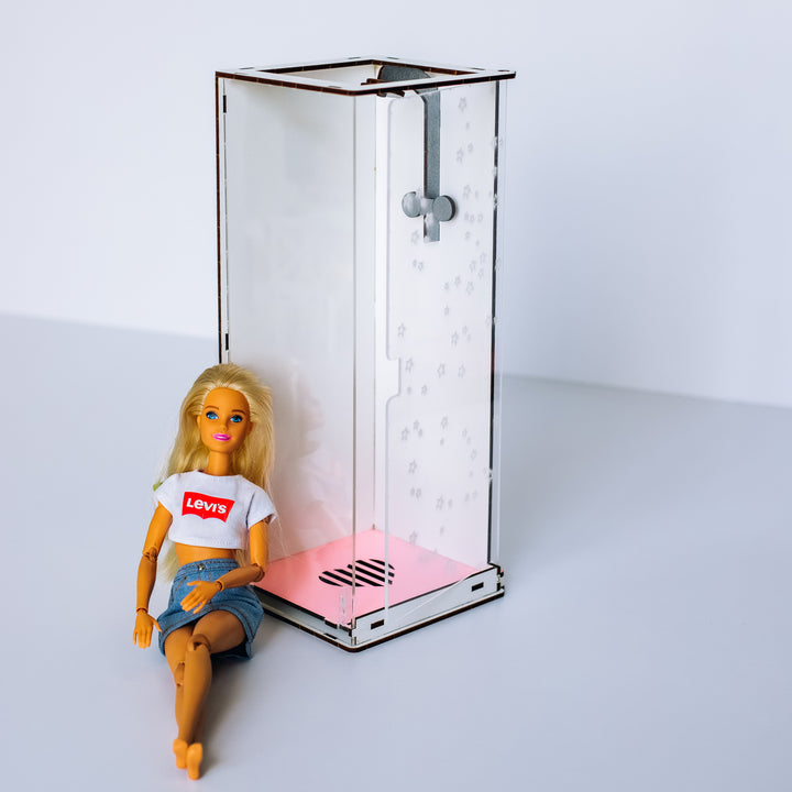 Puppenmöbel Duschkabine Maßstab 1:6 NestWood Pink