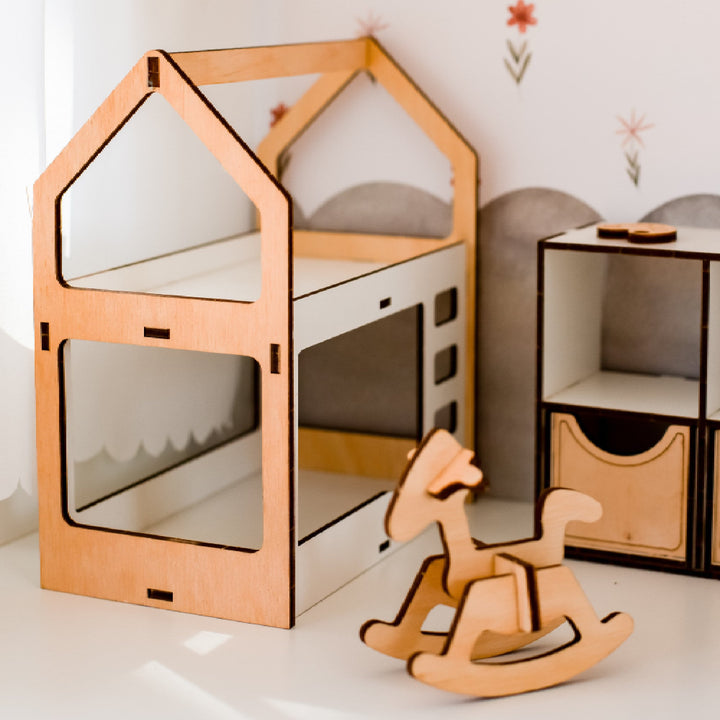 Puppenmöbel aus Holz Kinderzimmer Maßstab 1:6 NestWood Eco