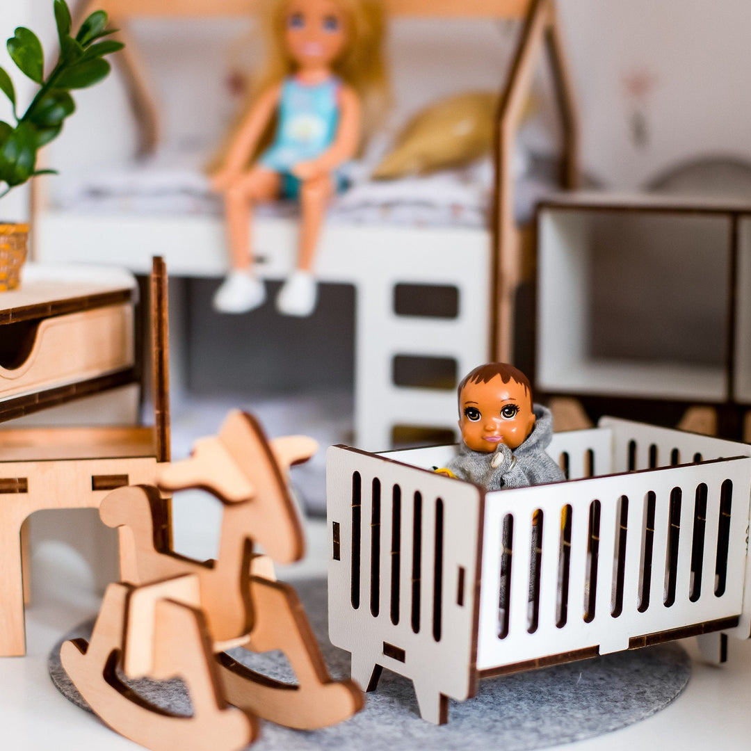 Puppenmöbel aus Holz Kinderzimmer Maßstab 1:6 NestWood Eco