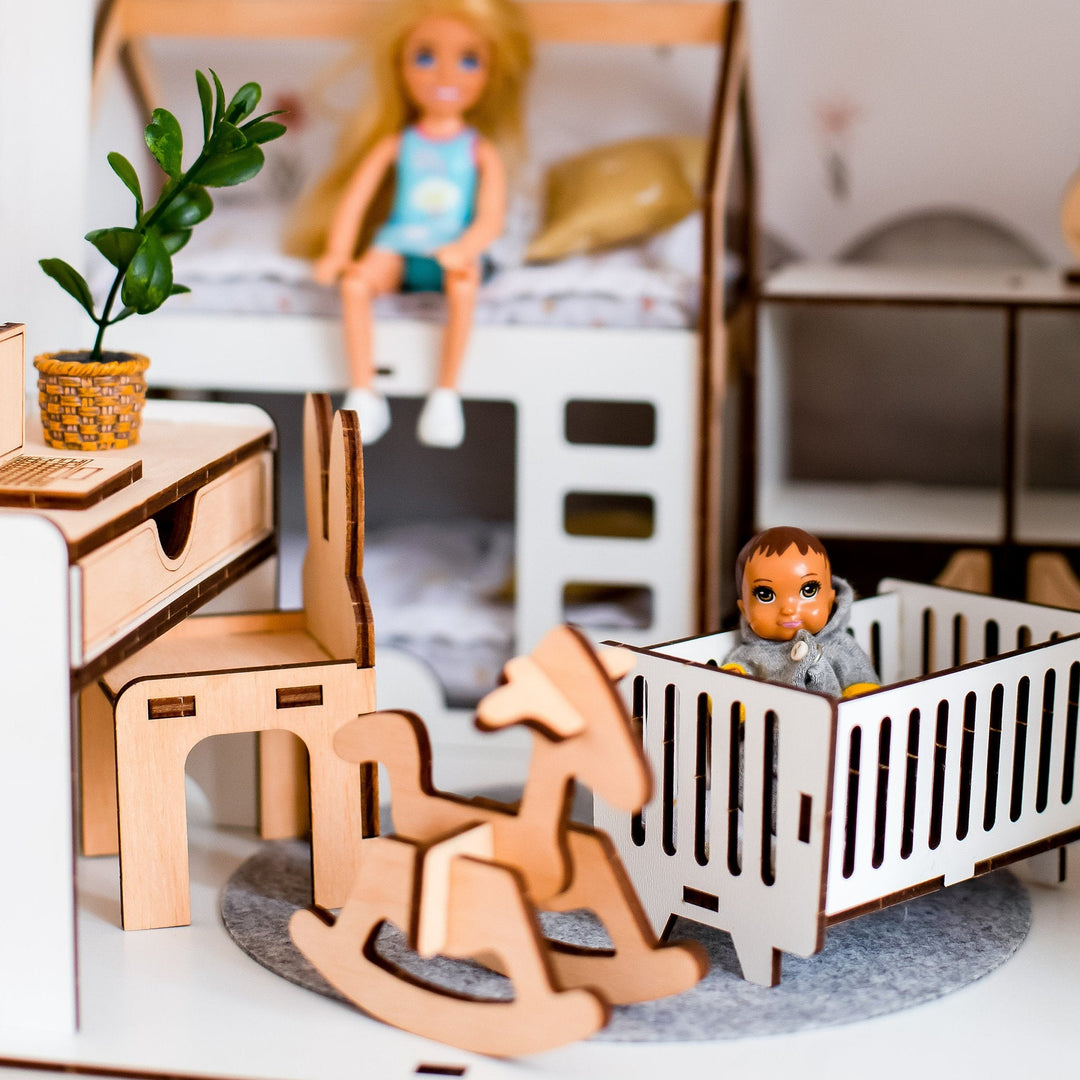 Puppenmöbel aus Holz Kinderzimmer Maßstab 1:6 NestWood Eco
