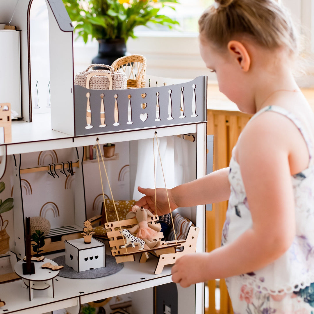 Puppenmöbel aus Holz Wohnzimmer Maßstab 1:6 NestWood Eco