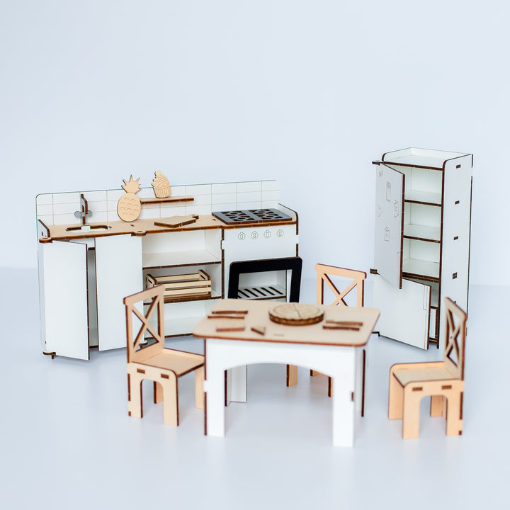 Puppenmöbel aus Holz Küche im Maßstab 1:6 NestWood Eco