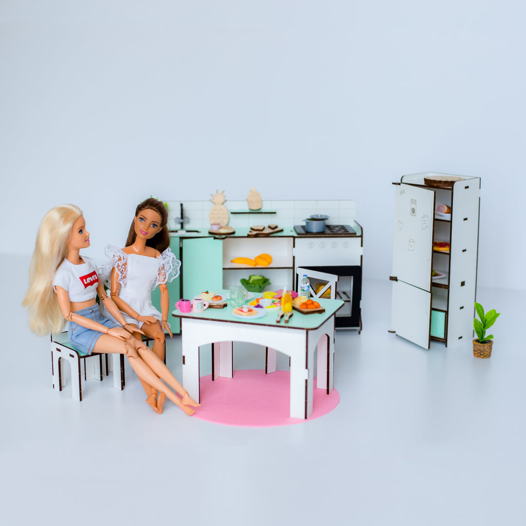 Puppenmöbel aus Holz Küche im Maßstab 1:6 NestWood Mint