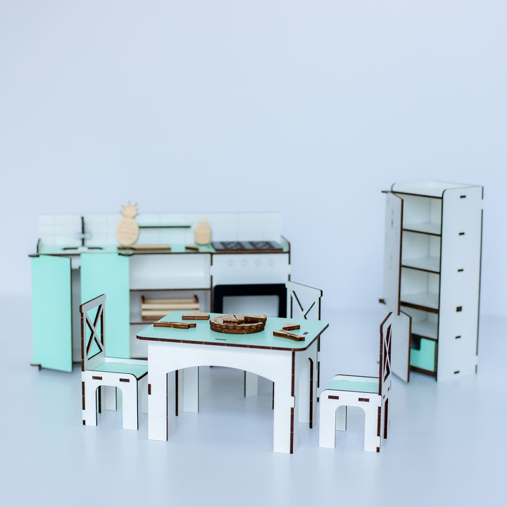 Puppenmöbel aus Holz Küche im Maßstab 1:6 NestWood Mint