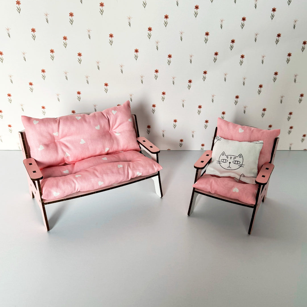 Bettwäsche-Set Wohnzimmer 5-teilig NestWood Pink 1:6