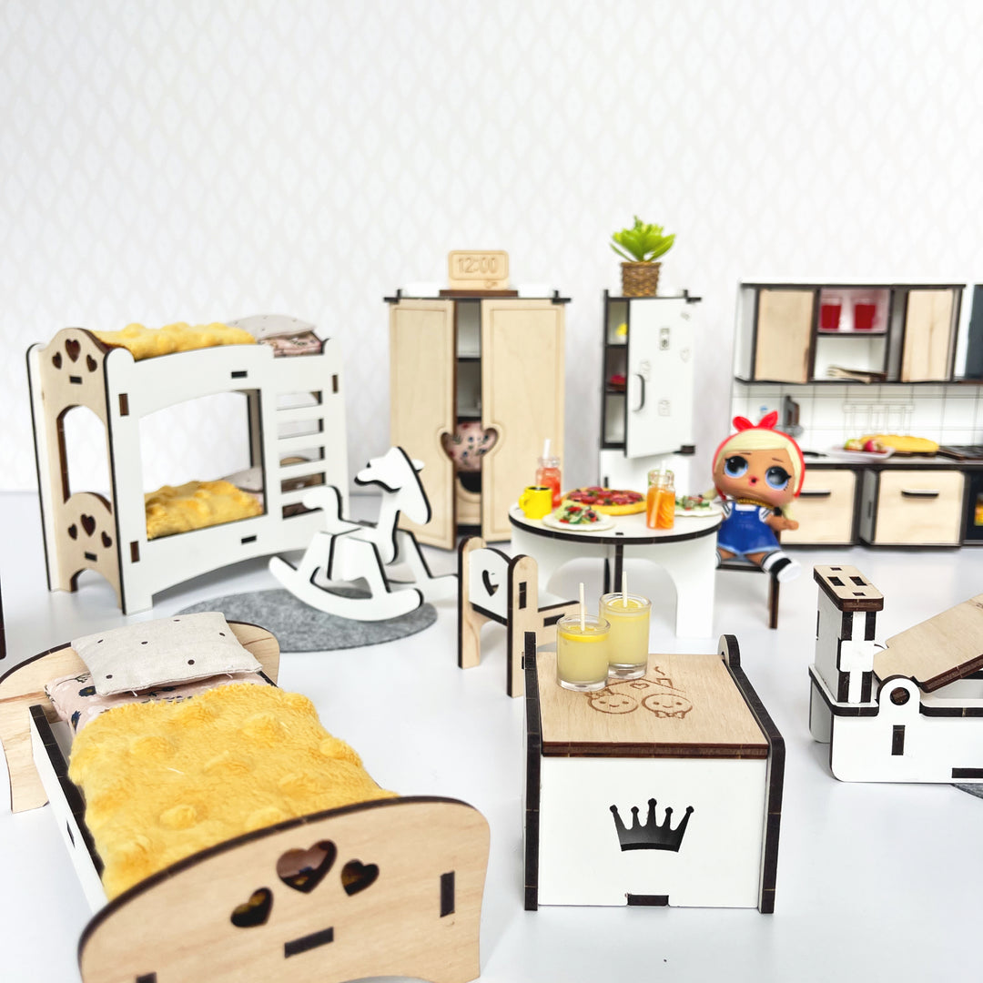 Holzmöbelset Medium im Maßstab 1:12 NestWood Eco