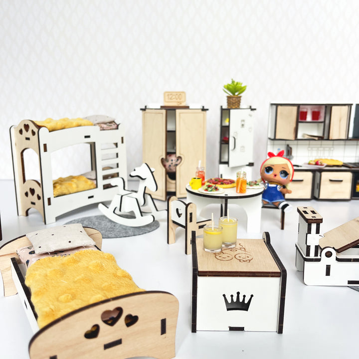Holzmöbelset Medium im Maßstab 1:12 NestWood Eco