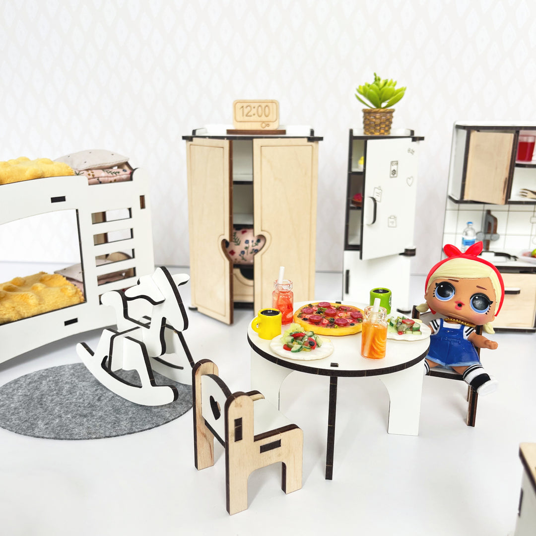 Holzmöbelset Medium im Maßstab 1:12 NestWood Eco