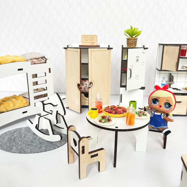 Holzmöbelset Medium im Maßstab 1:12 NestWood Eco