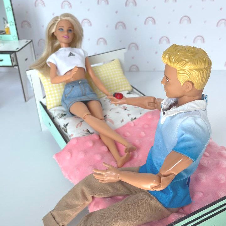Puppenmöbel aus Holz Schlafzimmer Maßstab 1:6 NestWood Mint