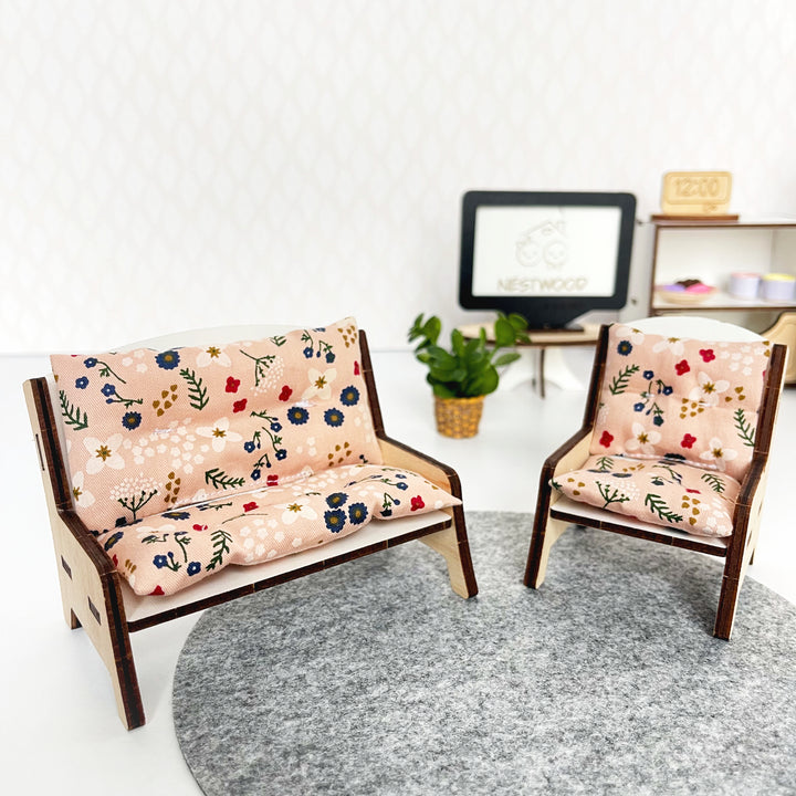 Bettwäsche-Set Wohnzimmer 4-teilig NestWood Eco 1:12