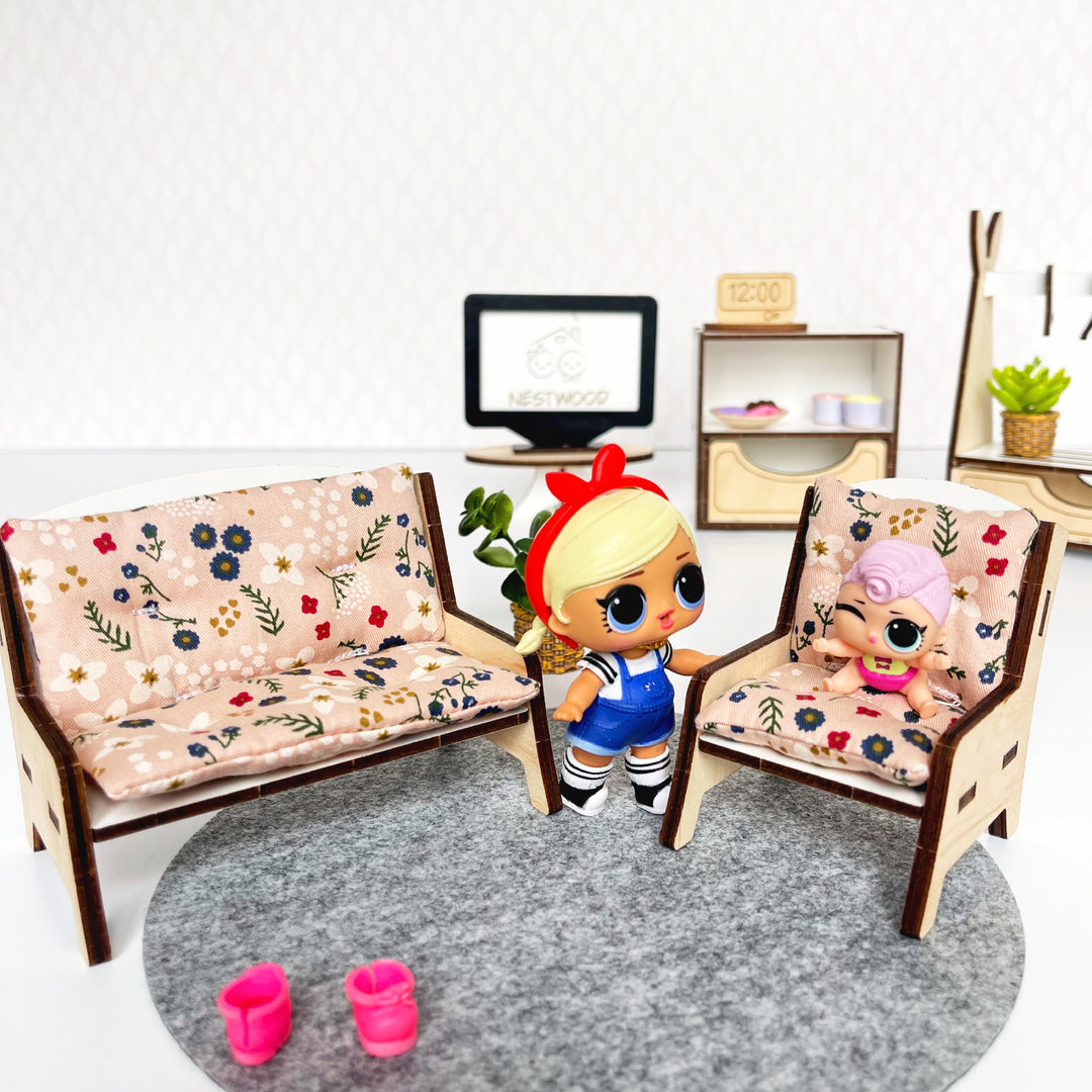 Bettwäsche-Set Wohnzimmer 4-teilig NestWood Eco 1:12
