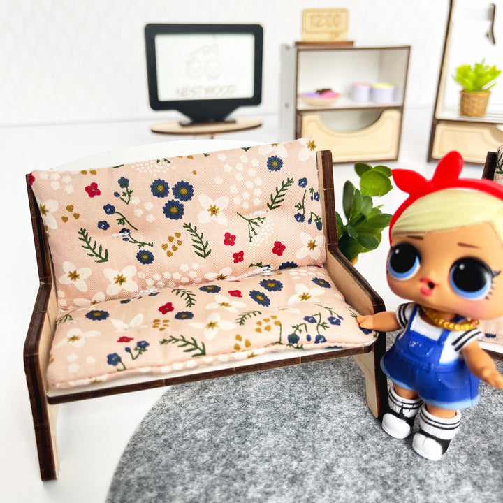 Bettwäsche-Set Wohnzimmer 4-teilig NestWood Eco 1:12