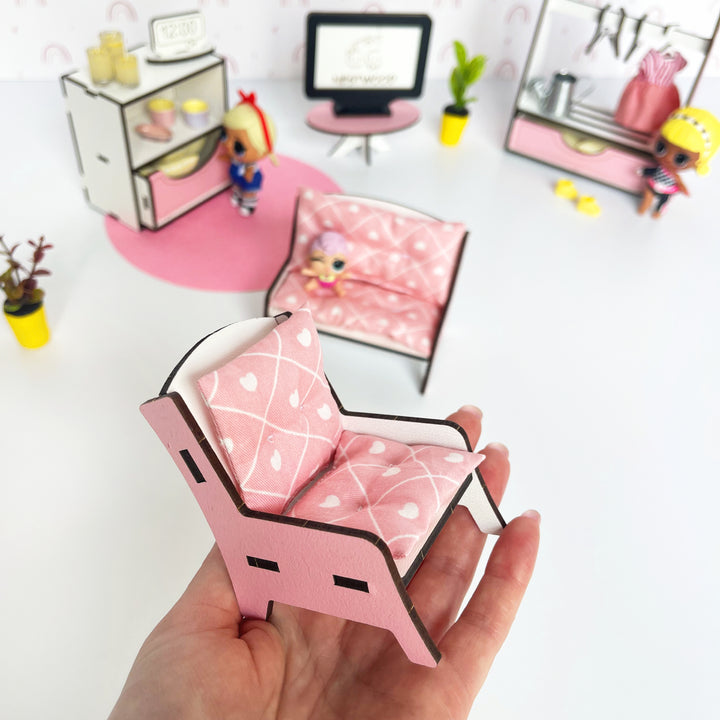 Bettwäsche-Set Wohnzimmer 4-teilig NestWood Pink 1:12