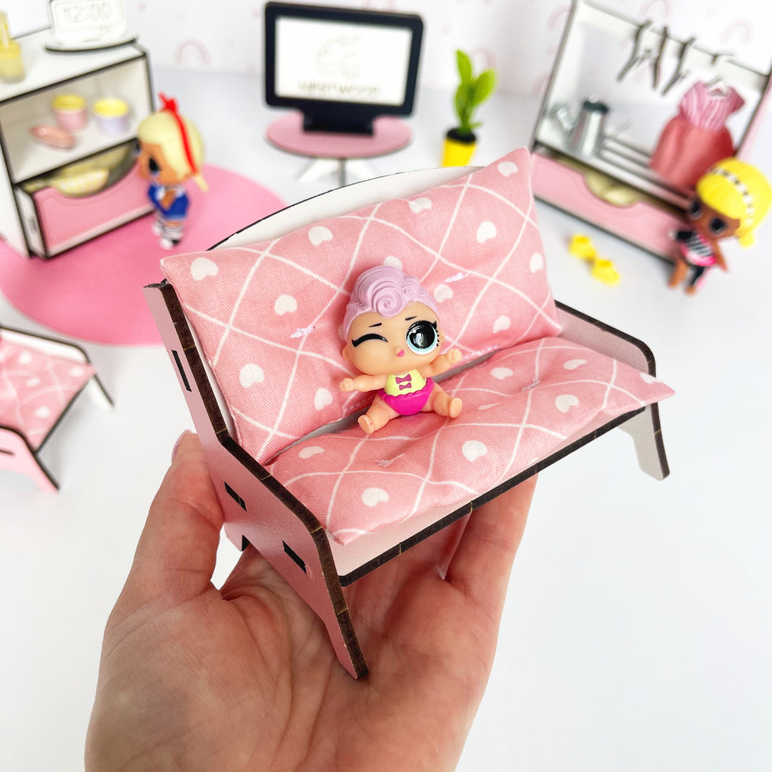 Bettwäsche-Set Wohnzimmer 4-teilig NestWood Pink 1:12