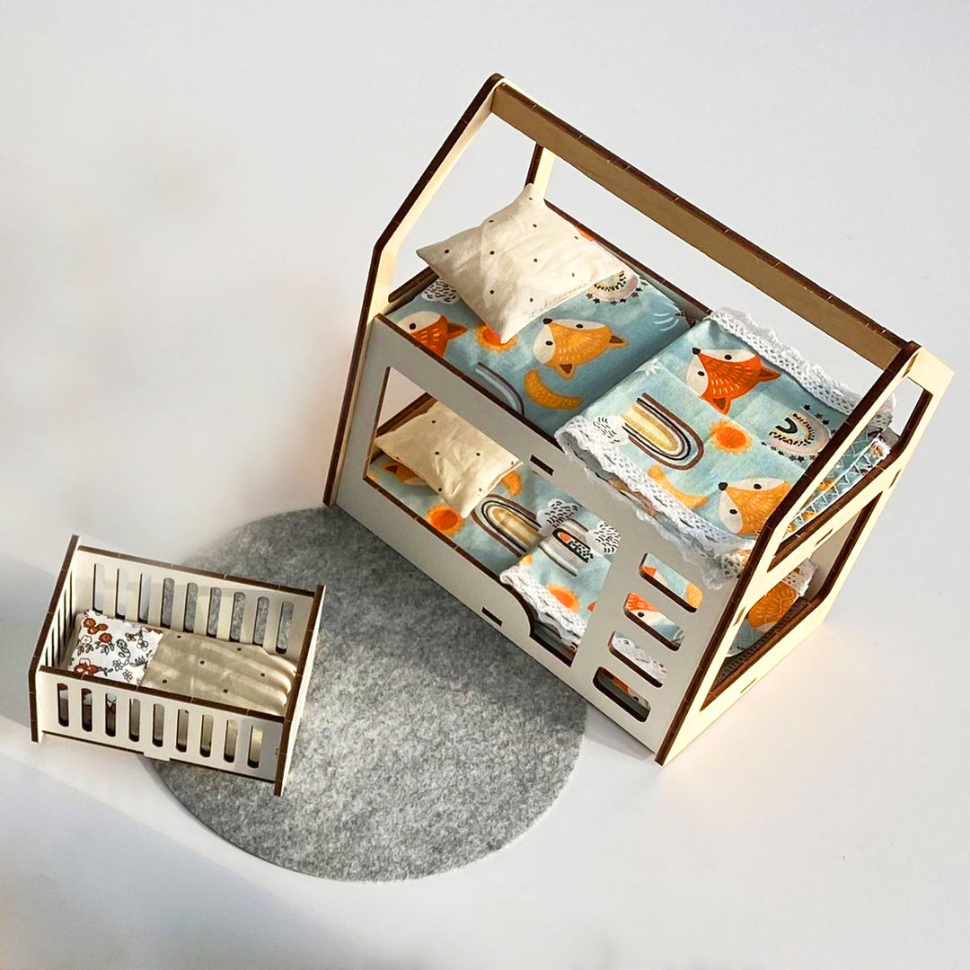 Puppenmöbel aus Holz Kinderzimmer Maßstab 1:6 NestWood Eco