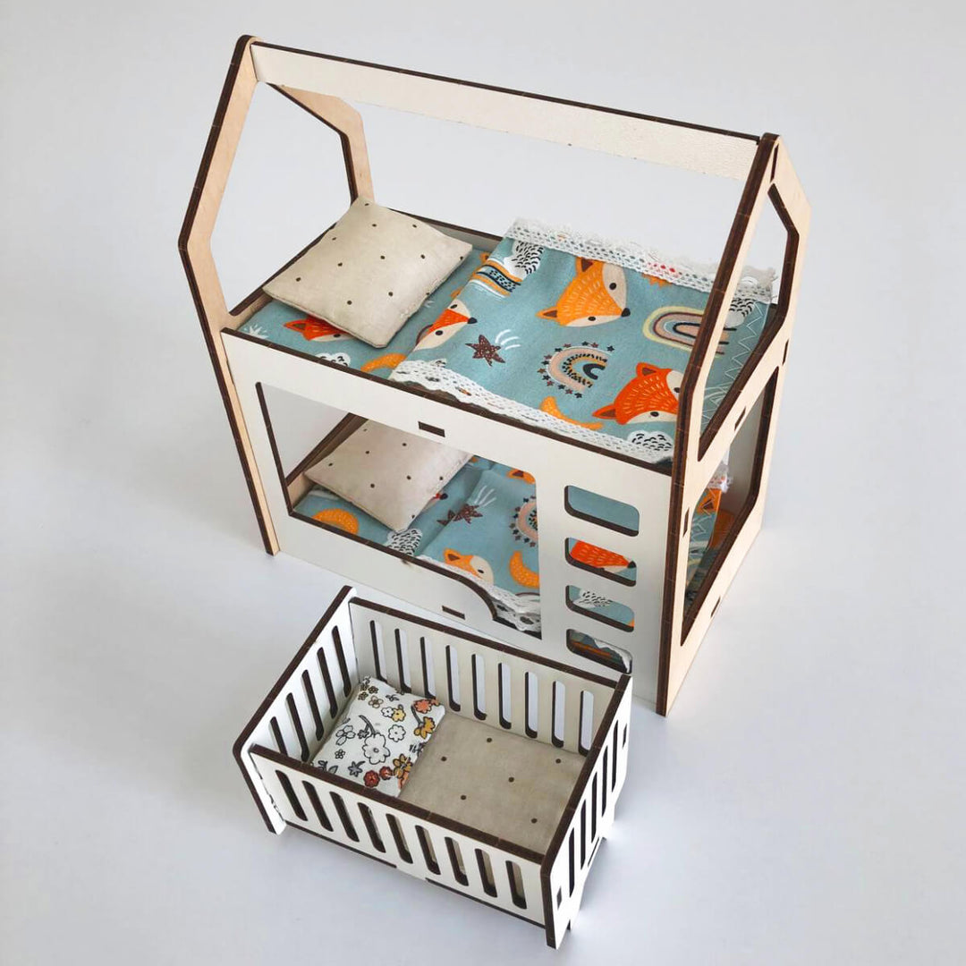 Puppenmöbel aus Holz Kinderzimmer Maßstab 1:6 NestWood Eco