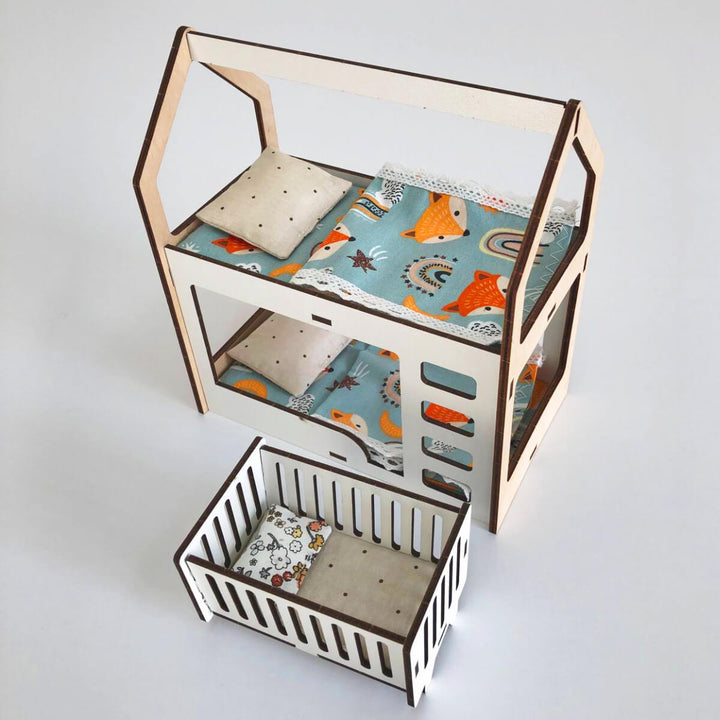 Puppenmöbel aus Holz Kinderzimmer Maßstab 1:6 NestWood Eco