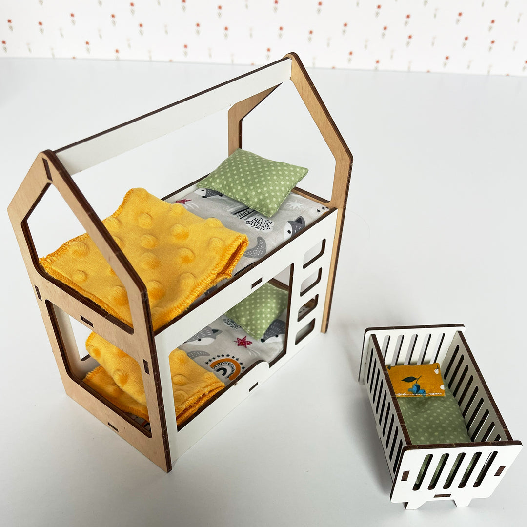 Bettwäscheset Kinder Öko Gelb Plüsch 8-tlg NestWood 1:6